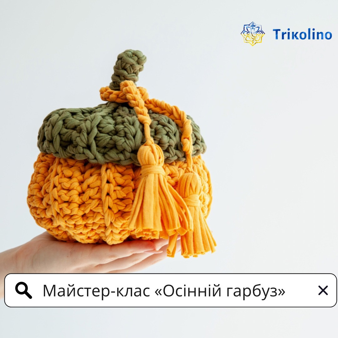 Мастер-класс по вязанию кошика "Осінній Тыква" из трикотажной пряжи от Trikolino - фото 1 - id-p1537599574