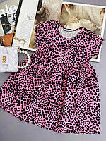 Летнее леопардовое платье для девочки Розовое 2-42112 190, Wanex, Розовый, Для девочек, Лето, 104 см