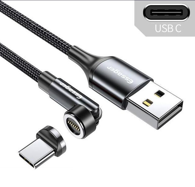 Магнітний кабель Essager USB Type-C 1m 2.1A 360° для заряджання смартфона