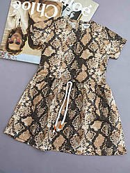 Літня сукня зі зміїним принтом на дівчинку Коричневе 2-40656 Wanex, Коричневый, Для девочек, Лето, 104 см