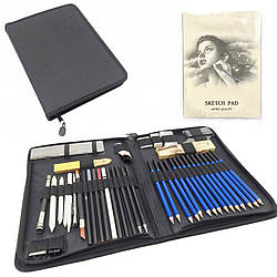 Набір графітних олівців ARTLION для малювання та скетчингу 60 предметів у чохлі олівці з альбомом