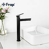 Змішувач для умивальника Frap F10801-62 високий, чорний, фото 2