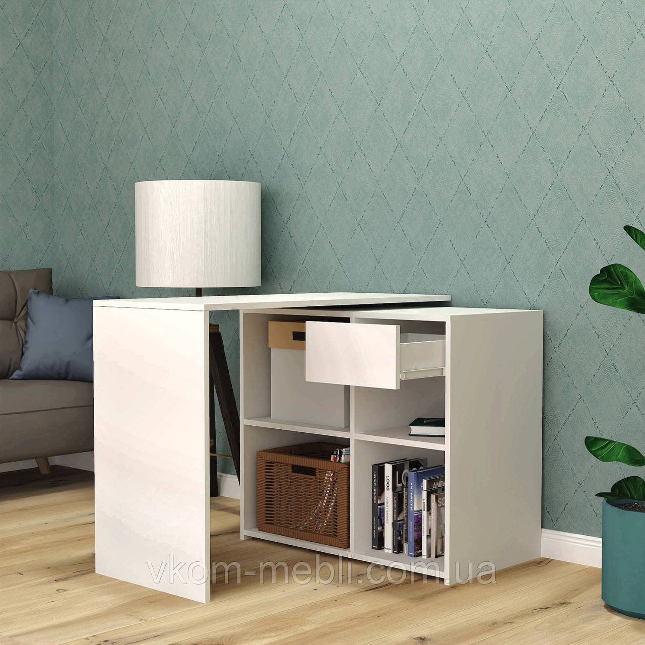 Стіл-трансформер комп' ютерний FLASHNIKA Нік 28 з ящиком і полицями, фото 1