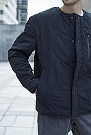 Куртка мужская демисезонная стеганная до 0*С черная Ветровка утепленная осенняя весенняя Бомбер