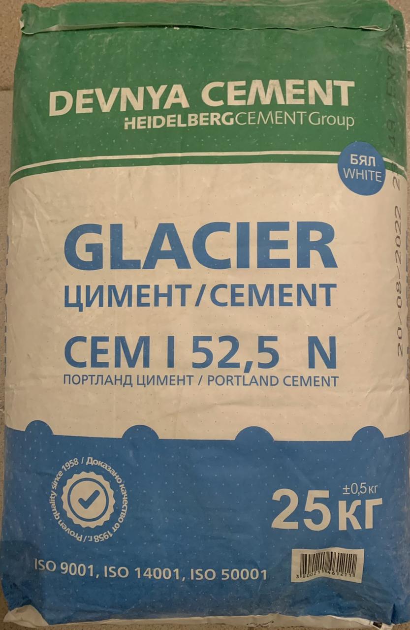 Білий цемент портландцемент CEM I 52.5 N (тара 25 кг) в Big-bag 1600 kg GLACIER