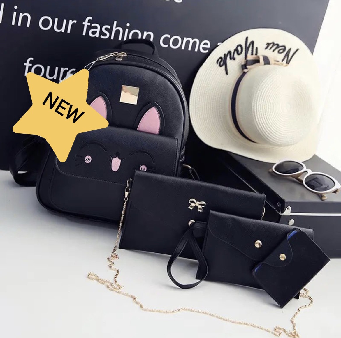 Набір рюкзак + сумочки 4в1 чорного кольору, фото 1