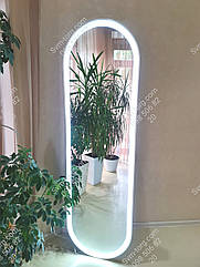 Дзеркало овальне з підсвіткою срібло