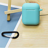 Чохол для навушників Apple Airpods, силікон із карабіном, 5 кольорів, фото 4