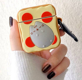 Чохол для AirPods 2/1 series, Cat Toast 3D, силіконовий
