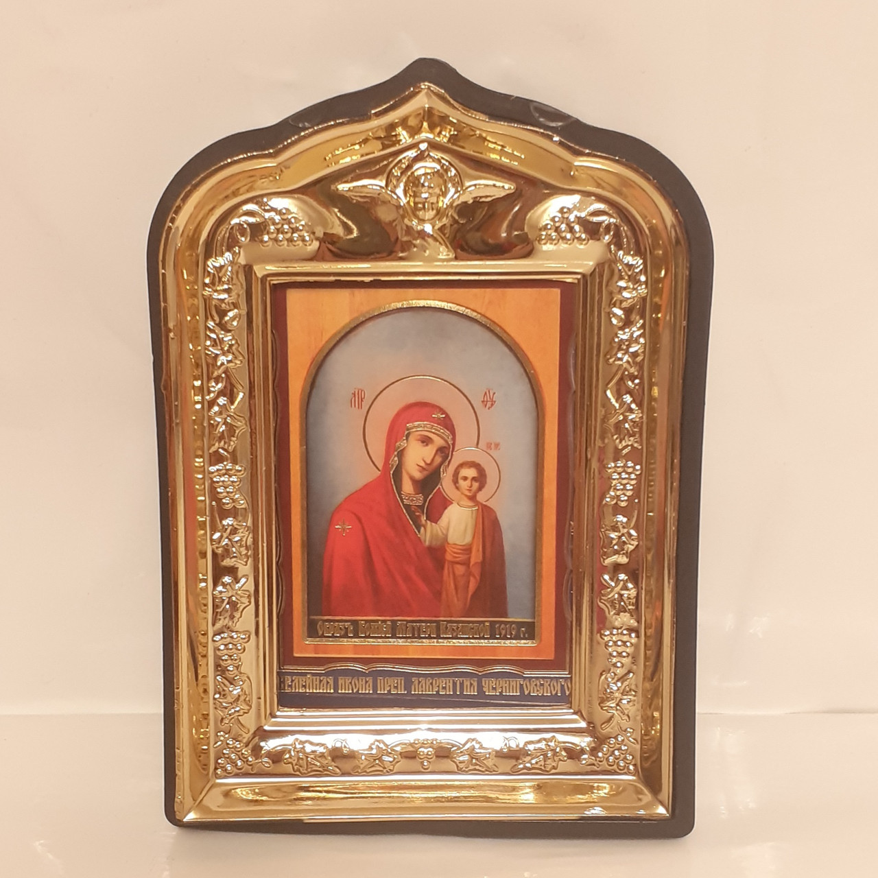 Ікона "Казанська" Божої Матері, лик 6х9, у пластиковій чорній рамці