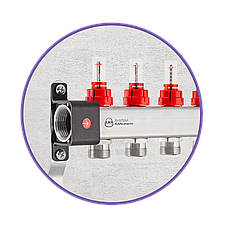 Колектор для Теплої Підлоги з розходомірами KAN-Therm UFST на 3 пари виходів, фото 2