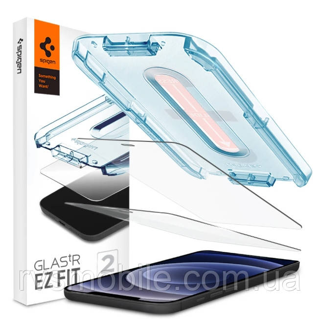 Захисне скло Spigen для iPhone 12 / 12 Pro EZ FIT GLAS.tR Screen Protector (2 шт.), Clear (AGL01801), фото 1