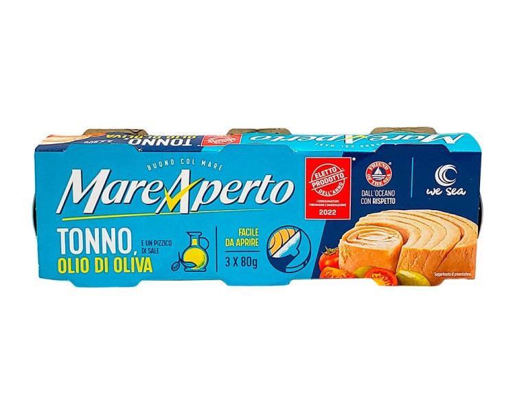 Тунець Шматочками Mare Aperto Tonno Olio di Oliva в оливковій олії упаковка 3х80 г Італія