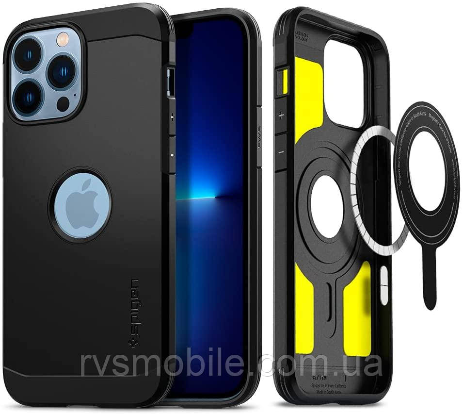 Чохол Spigen для iPhone 13 Pro Max - Tough Armor MAG (MagSafe), Black (ACS03225), фото 1