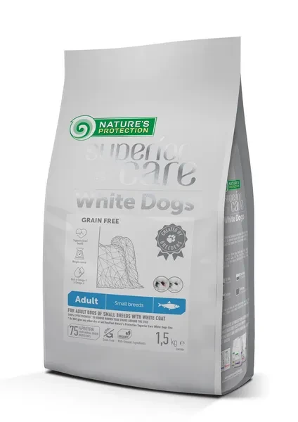 Nature's Protection White Dogs Grain Free with Herring корм для білих собак міні порід з оселедцем, 1.5 кг