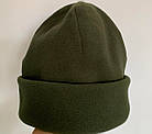 Флісова шапка двошарова еластична тепла Хакі розмір 56 М, фото 5