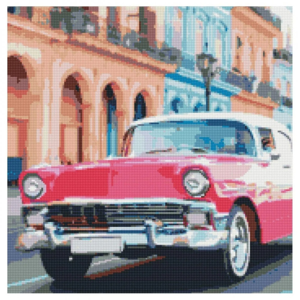 Алмазна мозаїка "Рожеве авто Гавани" Strateg GA0007 50х50 см, World-of-Toys