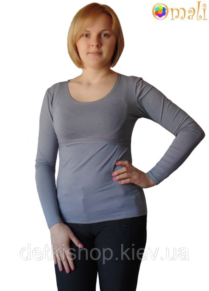 Футболка для тих, хто годує, з довгим рукавом (сіра), фото 1
