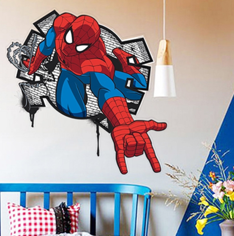 Дитячі наклейки на стіну, двері, шафу, вікна "Людина-павук Spider-Man" (лист 42*40 см)