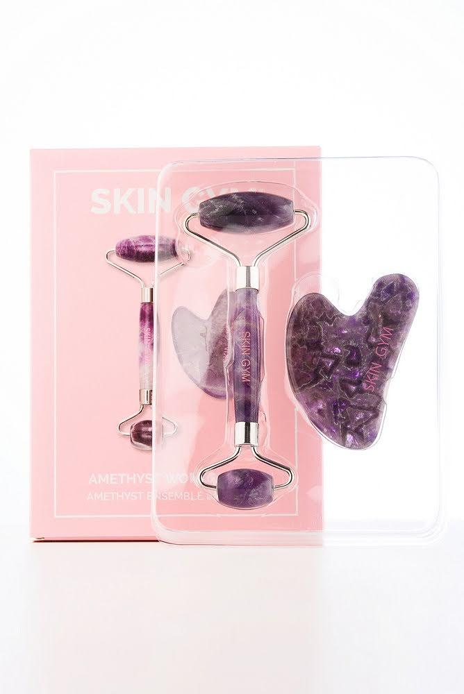 Набір роллер і скребок гуаша Аметист Skin Gym Amethyst Workout Set