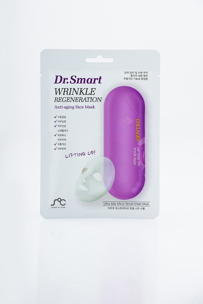 SOC Dr. Smart Wrinkle Regeneration Anti-aging face Mask Tканальна маска проти зморшок з колагеном, фото 1