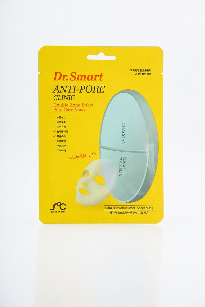 SOC Dr.Smart Anti-Pore Clic Double Zone Effect Pore Care Mask Tканєва маска для догляду за порами шкіри особи з