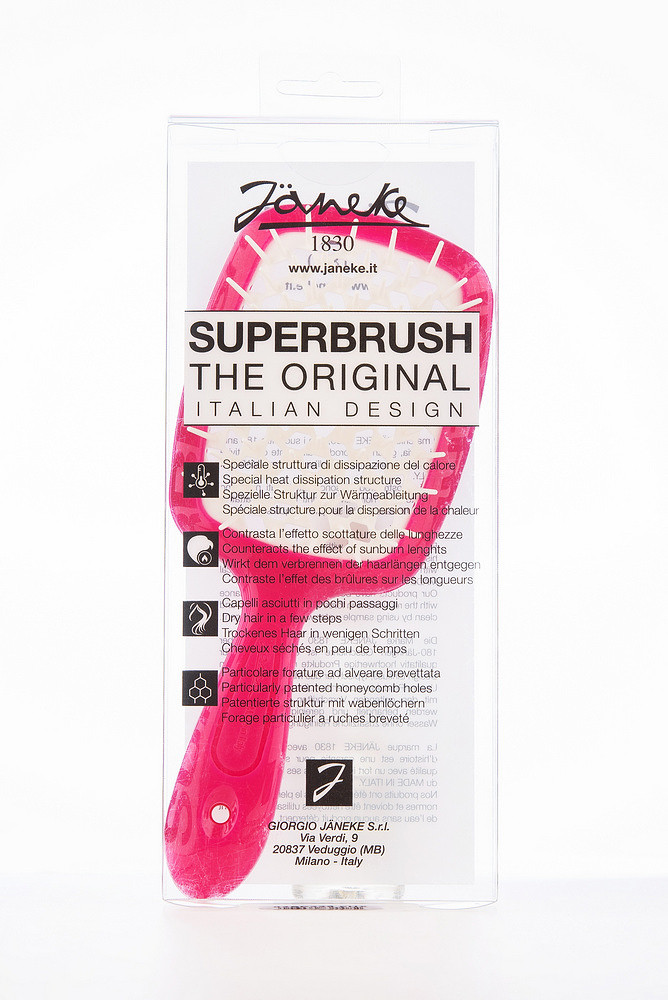 Гребінець для волосся рожевий з білим Janeke Superbrush