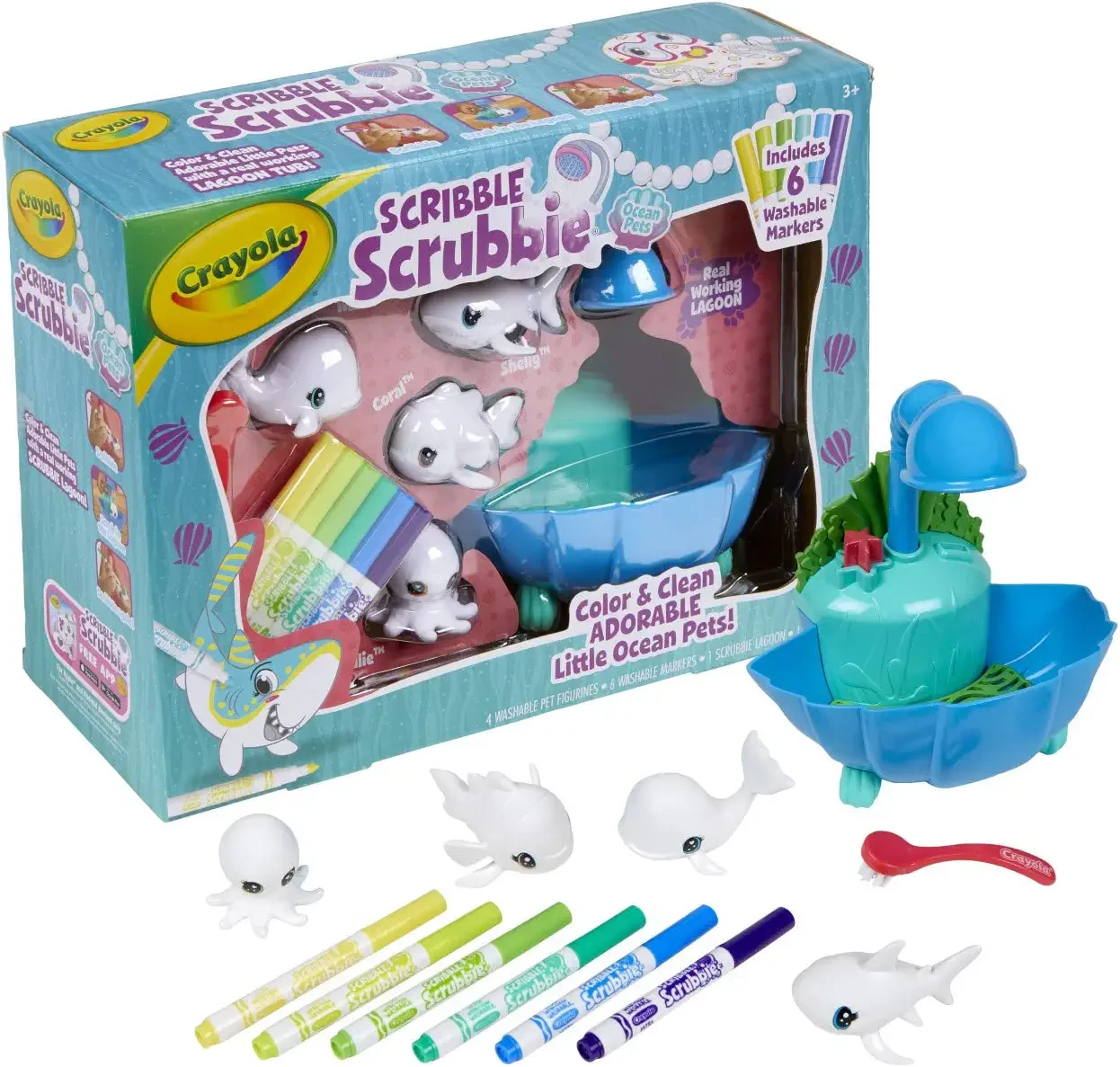 Набір для творчості Крайола Малюй та змивай мешканці океану Crayola Scribble Scrubbie  Ocean Pets Lagoon