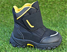 Зимові дитячі чобітки чоботи дутики на липучці чорні Kimbo-o р23