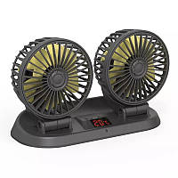 Вентилятор 12-24V подвійний "8-дюймів" 411F Led Displey,пульт,температура, кут повороту 360*