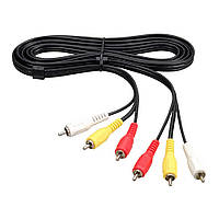 Аудио кабель  3RCA to 3RCA 5m (для TV/AV Приставок) Black