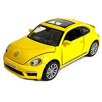 Машинка металева Volkswagen Beetle GSR «Автоексперт» Фольксваген жук, жовтий, звук, світло, відкр. двері, багажник, капот, 14*6*5, фото 3