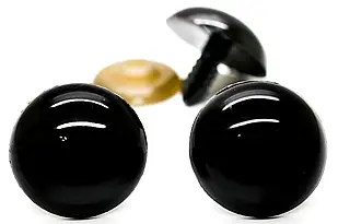 Око для іграшок із фіксатором, Акрил, 20 мм, Колір: Чорний (1 пара)