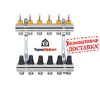 Коллектор теплого пола латунный с расходомерами SD Forte 1"х6 отводов (SF001W6) никель