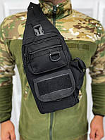 Нагрудная сумка черная тактическая военная армейская сумка-кобура (DB-12110)