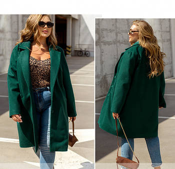 / розмір 50-52,54-56 / Жіноче стильне та яскраве пальто / 2321-Зелений