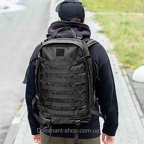 Тактичний військовий чорний рюкзак із системою M.O.L.L.E для штурмових виходів або пересування містом ЗСУ