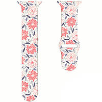 Ремешок силиконовый MRK Ribbed для Apple Watch 42/44 mm с принтом Flowers Ornament (mrk6651)
