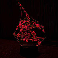 Акриловый 3D светильник-ночник Ророноа Зоро красный