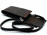 Сумка кошелек для телефона через плечо Grande Pelle, портмоне мужской коричневый кожаный топ