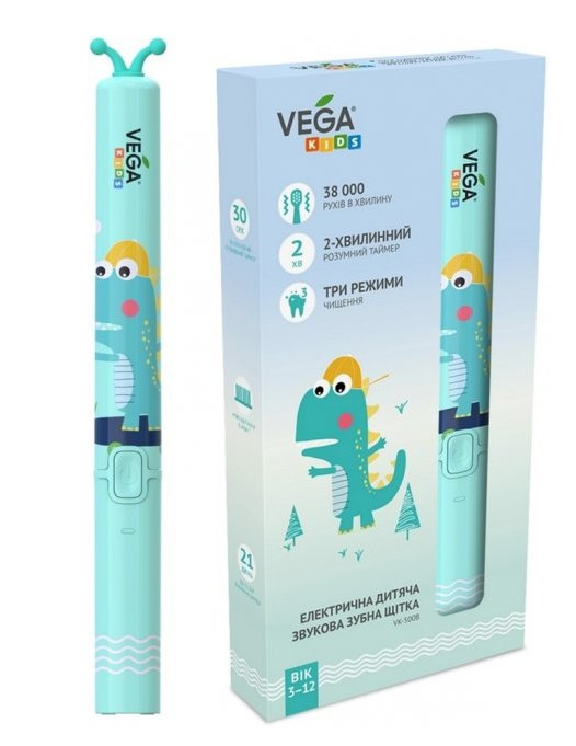 Ультразвукова зубна щітка Vega VK-500 blue для дітей гарантія 1 рік