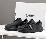 Жіночі кросівки Dior ID Sneakers Black, чорні шкіряні кеди діор ід айді, фото 4