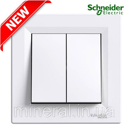 Перемикач прохідний двоклавішний Schneider Electric Asfora білий EPH0600121, фото 1