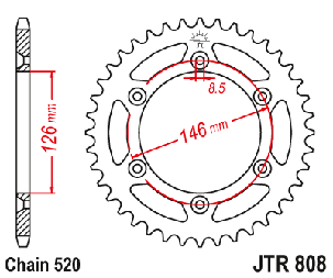 JTR808.50SC зірка задня KAWASAKI KLX; SUZUKI DR, DR-Z, RM, RM-X, RM-Z, TSR 100-450 аналог SUNSTAR 1-3577, фото 1