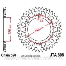 JTA808.47BLK зірка задня KAWASAKI KLX; SUZUKI DR, DR-Z, RM, RM-X, RM-Z, TSR 100-450  аналог SUNSTAR 1-3577