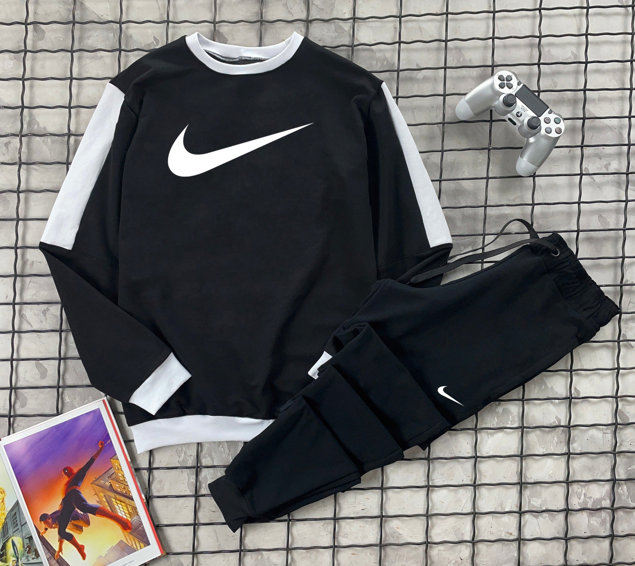 Cпортивний костюм чоловічий Nike осінь весна чорний осінній весняний світшот штани найк, фото 1