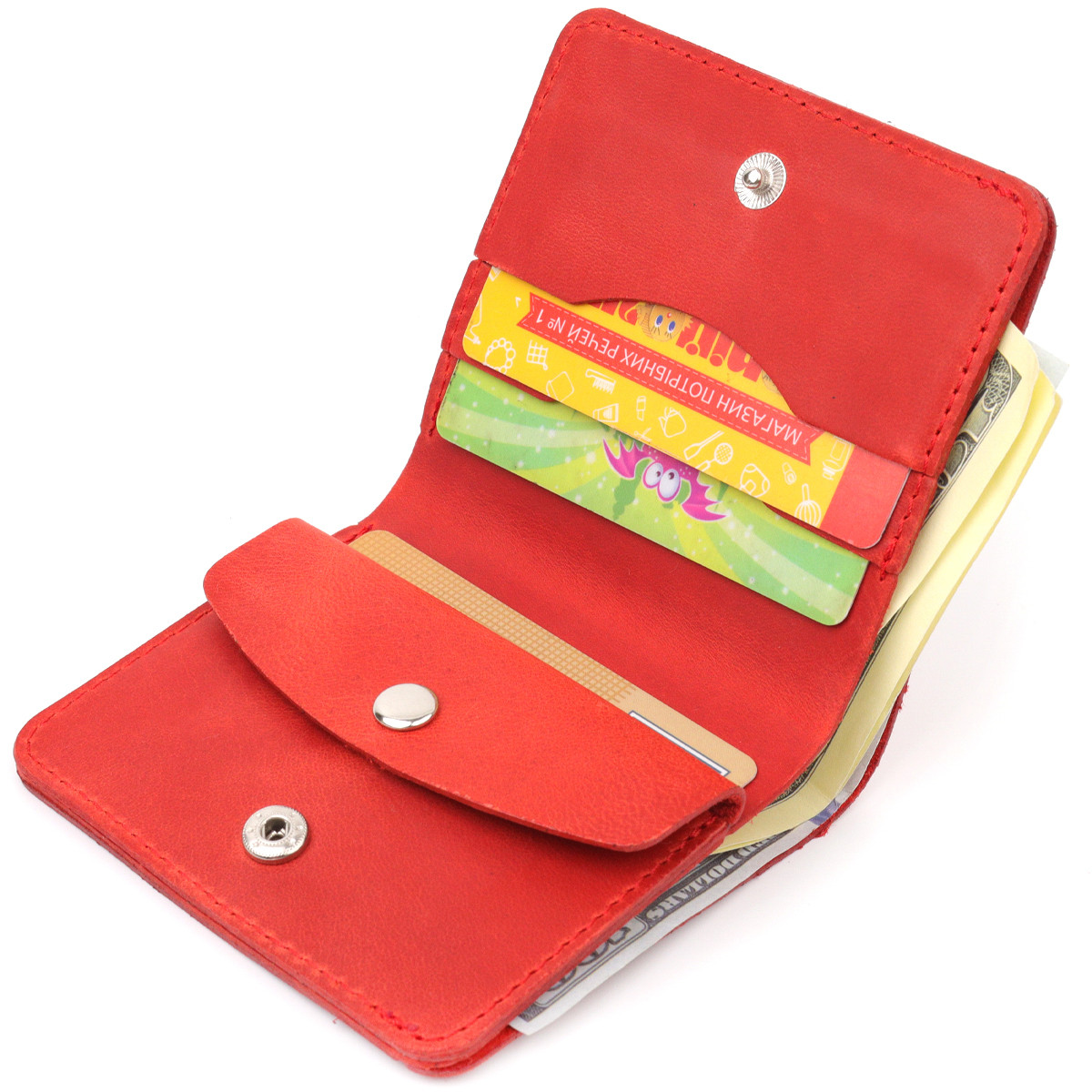 Вертикальное карманное портмоне для женщин Shvigel 16602 Красный. Натуральная кожа - фото 3 - id-p1678921139