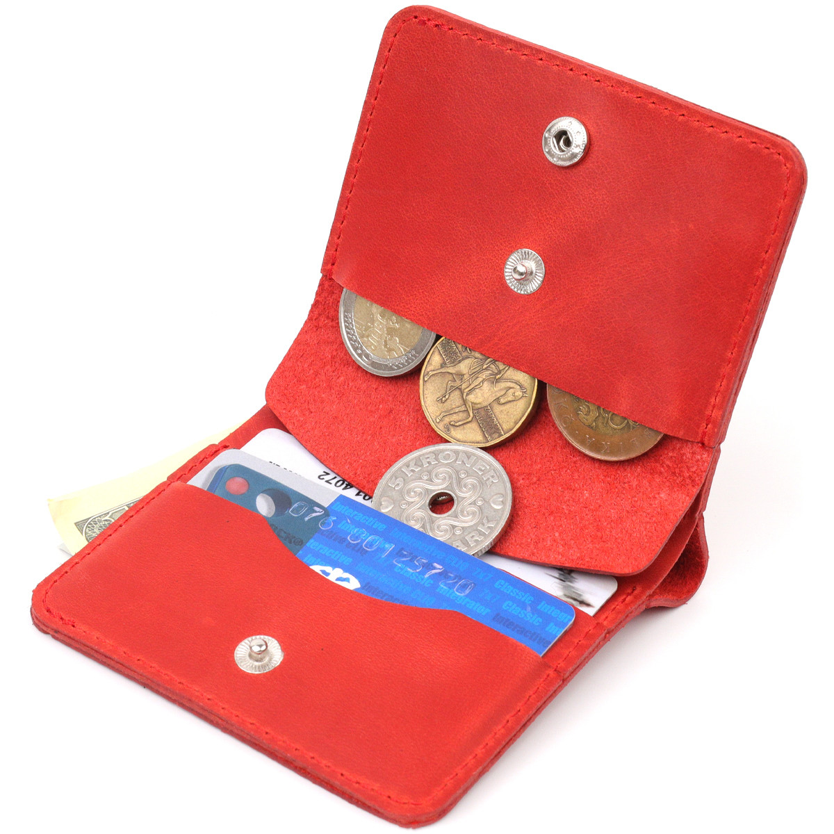 Вертикальное карманное портмоне для женщин Shvigel 16602 Красный. Натуральная кожа - фото 4 - id-p1678921139