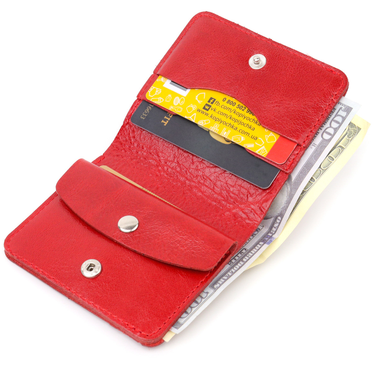 Вертикальное карманное портмоне для женщин Shvigel 16607 Красный. Натуральная кожа - фото 3 - id-p1678921144