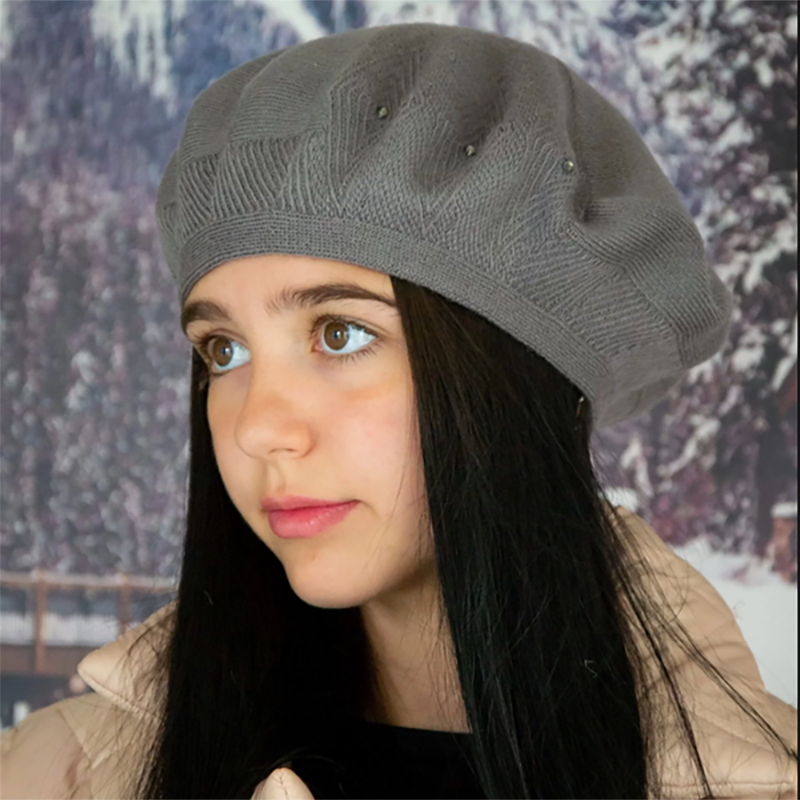 Женский Стильный Берет Двойной Шерстяной Тонкой Вязки не Большой с ...